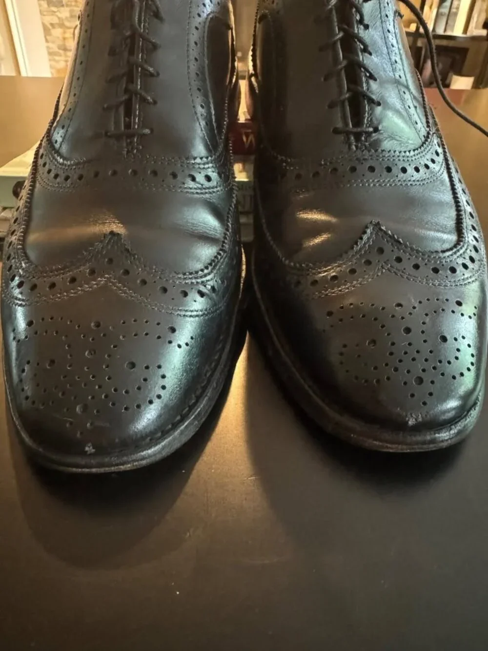 Allen Edmonds McAllister Black Wingtip Oxford Dress Shoes — Men’s 11.5 D